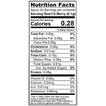 Nature's Wild Berry, nutrition label